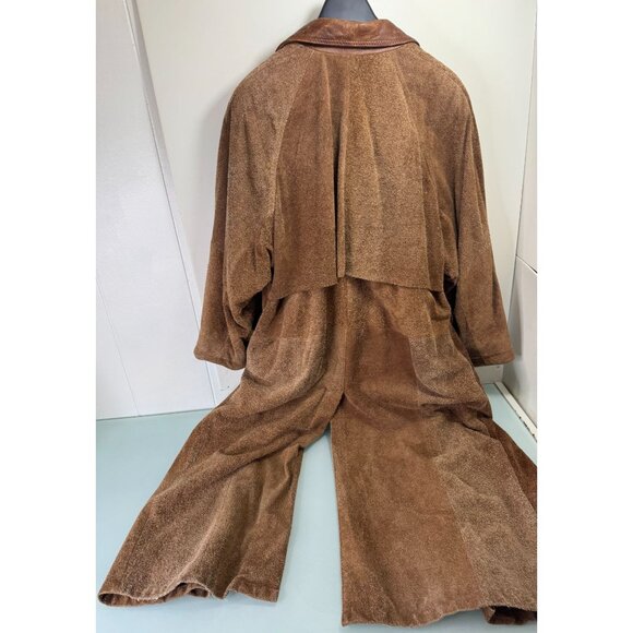 Vintage Lone Pine Leather Suede Long Coat Mens Size 42 Western Front Snap Camel - Picture 2 of 16